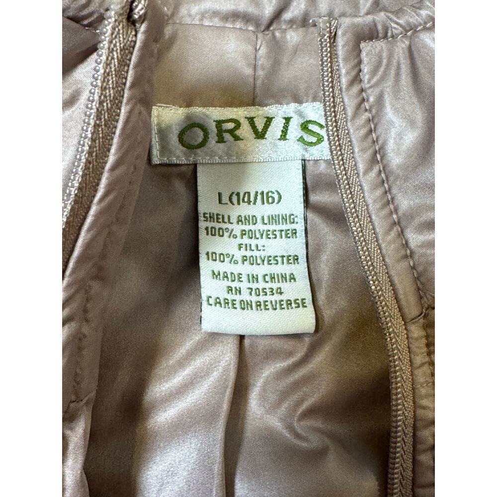 ORVIS Women's Quilted Puffer Vest size Large 14/16, Tan with a bit of shimmer - Picture 3 of 5